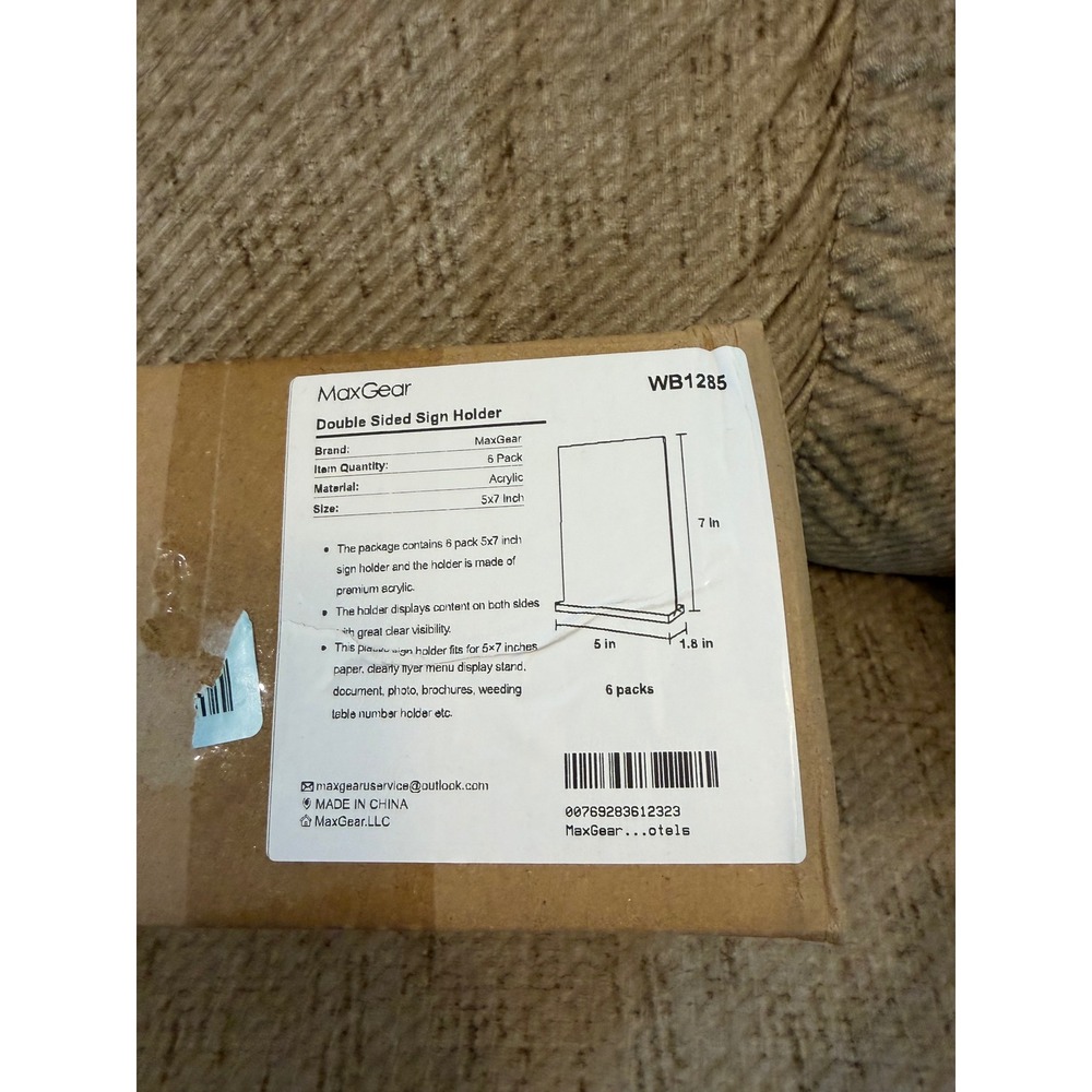 MaxGear 6 Pack Double Sided Acrylic Sign Holder 5x7 Inch T-Shaped Stand WB1285